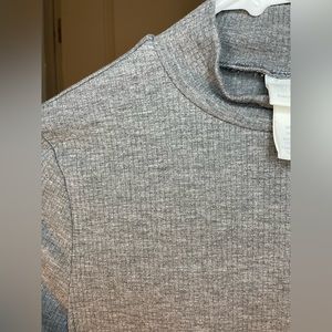 H&M Basics Mock Neck ribbed long sleeve shirt in heather grey